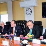 Federal Minister for Finance and Revenue, Senator Muhammad Aurangzeb, chairs a meeting of the Economic Coordination Committee (ECC) of the Cabinet at the Finance Division.