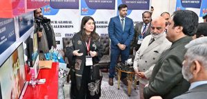 Acting Chairman Senate Syedaal Khan, chief guest, cuts the ribbon at the ceremony of Safe Secure/Poggee Pakistan Exhibitions 2026.