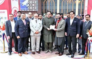 Acting Chairman Senate Syedaal Khan, chief guest, cuts the ribbon at the ceremony of Safe Secure/Poggee Pakistan Exhibitions 2026.