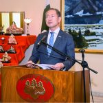 Ambassador of Japan to Pakistan, AKAMATSU Shuichi addresses during , a media networking reception hosted at his residence