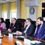 Federal Minister for Finance and Revenue, Senator Muhammad Aurangzeb, holding a meeting today with a delegation of the Pharma Bureau led by the Chairman of Pharma Bureau, Mr. Syed Anis Ahmed to discuss key policy, regulatory, and economic issues concerning the pharmaceutical sector