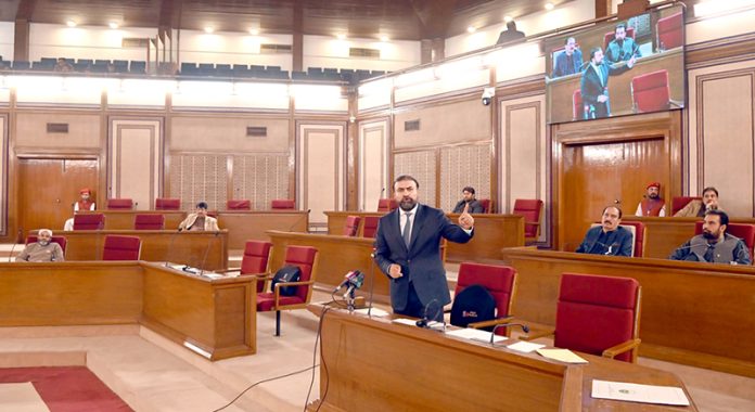 Balochistan Chief Minister Mir Sarfraz Bugti addressing at flour of provincial assembly