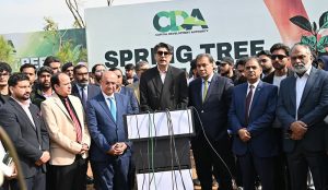 Chairman Capital Development Authority (CDA) and Chief Commissioner Islamabad, Muhammad Ali Randhawa along with others plants a pine tree to start the Spring Tree Plantation Campaign 2026 in full swing at the Shakarparian location in order to make the Federal Capital Islamabad more beautiful, green and lush organizes by Capital Development Authority (CDA)