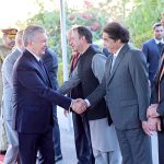 Prime Minister Muhammad Shehbaz Sharif and President of Uzbekistan Shavkat Mirziyoyev introducing their respecting delegations after the Guard of honour ceremony at Prime Minister's House.