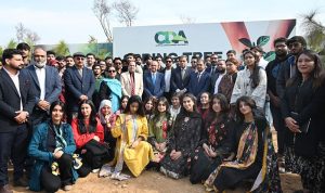 Chairman Capital Development Authority (CDA) and Chief Commissioner Islamabad, Muhammad Ali Randhawa along with others plants a pine tree to start the Spring Tree Plantation Campaign 2026 in full swing at the Shakarparian location in order to make the Federal Capital Islamabad more beautiful, green and lush organizes by Capital Development Authority (CDA)