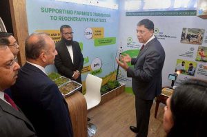 Federal Minister for Climate Change Dr. Musadik Masood Malik visiting stalls during the 4th Pakistan Climate Conference 2026 at local hotel
