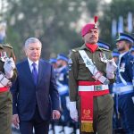 President of Uzbekistan Shavkat Mirziyoyev receives Guard of Honour at Prime Minister's House.