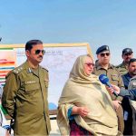 Commissioner Bahawalpur, Ms. Musarrat Jabeen, along with senior officials, speaks to the media while briefing on the various rounds of the Cholistan Jeep Rally.