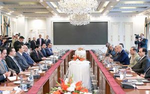 A high-level Libyan delegation comprising H.E. Dr. Osama Saad Hamad, Prime Minister of the Libyan Government and Field Marshal Khalifa Abu-al-Qasim Haftar, Commander-in-Chief of the Libyan Arab Armed Forces called on Prime Minister Muhammad Shehbaz Sharif.