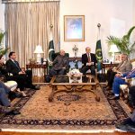 President Asif Ali Zardari in a meeting with Prime Minister Muhammad Shehbaz Sharif at Aiwan-e-Sadr; the Prime Minister was accompanied by key cabinet ministers Muhammad Ishaq Dar, Syed Mohsin Raza Naqvi, Azam Nazeer Tarar, Ahad Khan Cheema, Dr. Syed Touqeer Hussain Shah, and Rana Sanaullah; while the President was assisted by Sherry Rehman, Raja Pervez Ashraf and Dr. Asim Hussain.