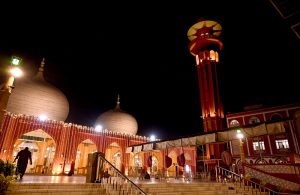 A view of a beautifully light decorated Memon Masjid on the occasion of Shab-e-Barat observe the Muslims in the world.