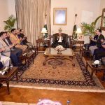 President Asif Ali Zardari and the Azad Jammu and Kashmir parliamentary delegation offering Fatiha for the late Barrister Sultan Mehmood, former President of Azad Jammu and Kashmir