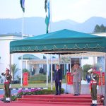 President of Uzbekistan Shavkat Mirziyoyev receives Guard of Honour at Prime Minister's House.