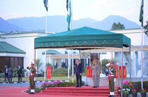President of Uzbekistan Shavkat Mirziyoyev receives Guard of Honour at Prime Minister's House.