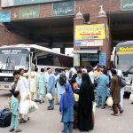 People arriving at City Terminal Bus Stand to leave for their home town to celebrate Eidul Fitr with their loved ones