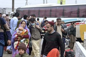 People are arriving at the General Bus Stand in Pirwadai to travel to their hometowns and celebrate Eidul Fitr with their loved ones