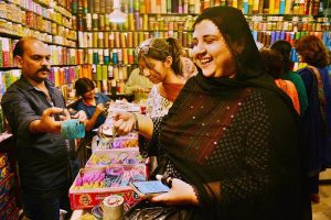 A large number of women busy shopping at a local market ahead of Eid-ul-Fitr.