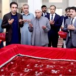 President Asif Ali Zardari along with Chairman Pakistan People’s Party Bilawal Bhutto Zardari offering Fateha on the grave of Shaheed Shahnawaz Bhutto on the third day of Eid al-Fitr at Garhi Khuda Bakhsh