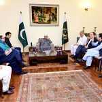 President Asif Ali Zardari in a meeting with the Interior, Finance and Petroleum Ministers to review security, economic, and energy challenges at Bhutto House Naudero