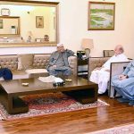 Nawab Ameer Bakhsh Khan Bhutto son of former Sindh Chief Minister Sindh Sardar Mumtaz Ali Khan Bhutto call on President Asif Ali Zardari, Chairman PPP Bilawal Bhutto Zardari and PPP Women's Wing Central President Faryal Talpur at Bhutto House in Naudero on the third day of Eid al-Fitr. He extended Eid greetings to the PPP leadership