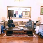 Nawab Ameer Bakhsh Khan Bhutto son of former Sindh Chief Minister Sindh Sardar Mumtaz Ali Khan Bhutto call on President Asif Ali Zardari, Chairman PPP Bilawal Bhutto Zardari and PPP Women's Wing Central President Faryal Talpur at Bhutto House in Naudero on the third day of Eid al-Fitr. He extended Eid greetings to the PPP leadership