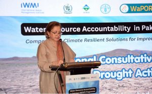 Federal Secretary for Climate Change and Environmental Coordination Aisha Humera Moriani addresses as keynote speaker at a national consultative workshop on the National Drought Action Plan (NDAP) held at a local hotel.