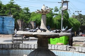 The fountain installed at Mayo Hospital Chowk is showing a dilapidated condition and requires the attention of the relevant department.