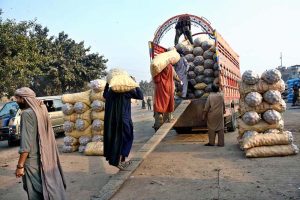 A tricycle loader on the way loaded with sugarcane at Multan Road