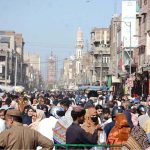 A large number of people busy in shopping at Jhang Bazaar ahead of Eidul Fitr