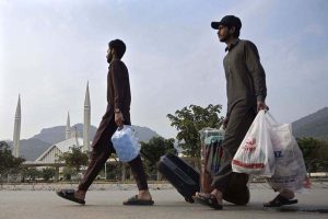 Muslims with their luggage arrive at Faisal Masjid to observe Itikaf—a practice observed during the last ten days of the holy month of Ramazan, in which Muslims seclude themselves to pray and seek the blessings of Almighty Allah, following the Sunnah of Prophet Muhammad (PBUH).