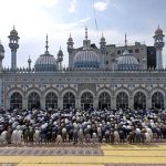 A large number of faithful offering Juma-tul-Wida (last Friday prayer) during the holy month of Ramazan at Markazi Jamia Masjid