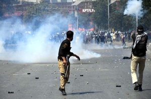 Police fired teargas near the U.S. Consulate as people protest against attacks on Iran that led to martyrdom of Iranian Supreme Leader Ayatollah Seyyed Ali Khamenei