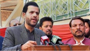 Federal Parliamentary Secretary Information & Broadcasting Barrister Danyal Chaudhry addressing the inauguration ceremony of the Sui Gas pipeline.