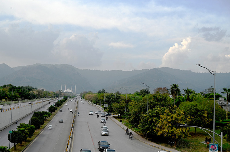 An eye catching view of the city after light rain experienced in the federal capital