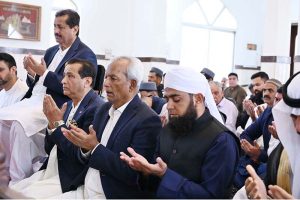 Governor Sindh Muhammad Nehal Hashmi offering Eidul Fitr prayer at Governor House