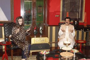 Punjab Governor Saleem Haider offering condolences to Senator Sherry Rehman over the death of her daughter at her residence.