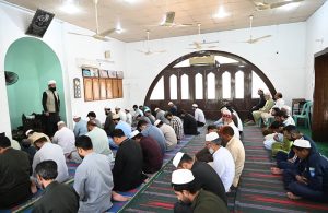 A large number of people offer the 4th Jumma-tul-Mubarak prayer at Masjid in the holy fasting month of Ramazan ul Mubarak.