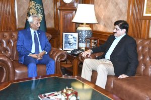 Sindh Chief Minister, Syed Murad Ali Shah calls on Sindh Governor, Muhammad Nihal Hashmi at Governor House.