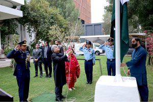 Ambassador Shafqat Ali Khan addresses during the National Day of Pakistan's ceremony at the Embassy of the Islamic Republic of Pakistan