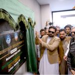 Chief Minister Khyber Pakhtunkhwa Muhammad Sohail Afridi and IG Khyber Pakhtunkhwa Zulfiqar Hameed along with other officials inaugurating Save City Peshawar Project at Malak Saad Shaheed Police Line