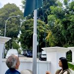 High Commissioner Rabia Shafiq hoisting the national flag at Pakistan House, to the tune of the National Anthem, marking the commemoration of the 86th National Day of Pakistan
