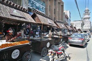 A view of Model Carts setup at Jamia Masjid Road