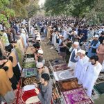 A large number of faithful offering Eidul Fitr prayer at Eidgah