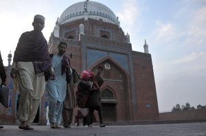 MULTAN: March 10 - Muslims carrying their luggage arrive at shrines masjid of Hazrat Bahauddin Zakariya to observe Itikaf, a spiritual practice performed during the last ten days of the holy month of Ramazan, in which believers seclude themselves in the mosque for continuous prayers and devotion, seeking the blessings of Almighty Allah in accordance with the Sunnah of Prophet Muhammad (PBUH).