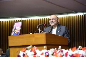 President Asif Ali Zardari addresses the joint session of Parliament at Parliament House