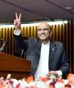 President Asif Ali Zardari addresses the joint session of Parliament at Parliament House