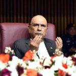 President Asif Ali Zardari offering Fateha for the martyrdom of Ayatollah Seyyed Ali Khamenei and other innocents martyred in Iran, for victims in other brotherly countries, and for Pakistanis martyred during recent aggressive actions by the Afghan Taliban regime at the joint session of Parliament at Parliament House