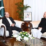President Asif Ali Zardari in a meeting with Naveed Kamran Baloch who calls on him following the administration of his oath as Wafaqi Mohtasib (Federal Ombudsman) at Aiwan-e-Sadr