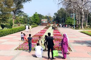 A large number of people visit Iqbal Park on the third day of Eid celebrations in the city