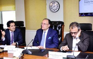 Federal Minister for Finance and Revenue, Senator Muhammad Aurangzeb chairing a meeting of the committee constituted by the Prime Minister to monitor petrol prices and supply dynamics amid regional tensions at the Finance Division